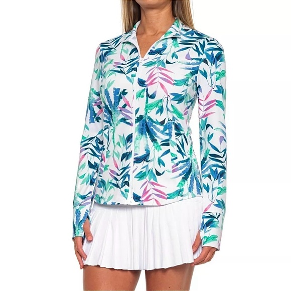 NWT TOMMY BAHAMA CAMPANULA TROPICAL Long Sleeve Full Zip Up Golf Tennis Jacket S - Picture 1 of 7